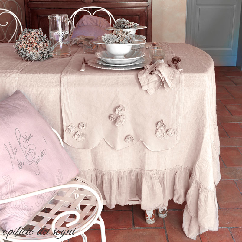 Crema di rose, tovaglia - Biancheria per la casa di opificio dei sogni